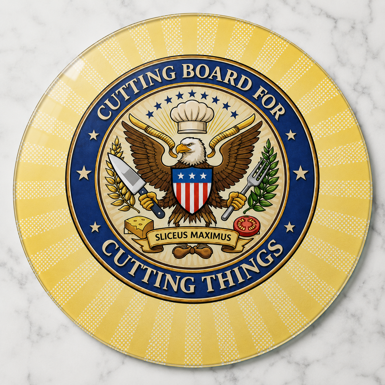 Cutting Board for Cutting Things | Funny Round Glass Cutting Board