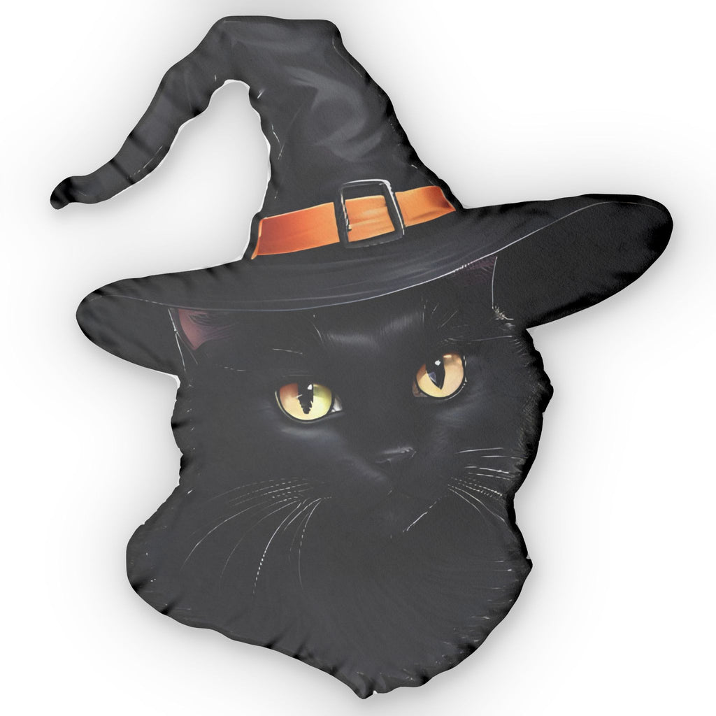 Whimsical Witch Cat Pillow Halloween Decor