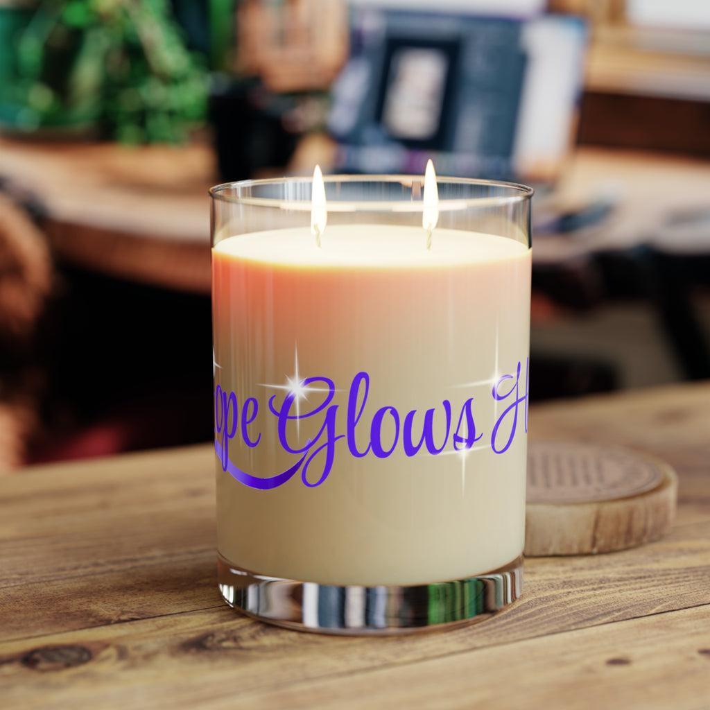 Hope Glows Here | Purple Ribbon Awareness Candle