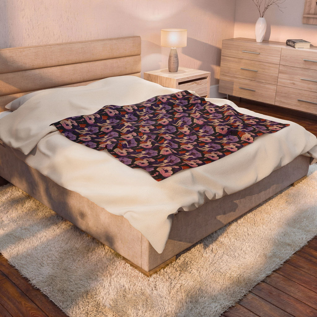 Epilepsy Awareness Floral Plush Blanket | Purple Ribbon Throw Blanket