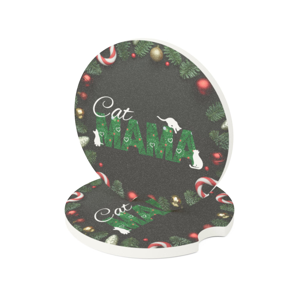 Christmas Cat Mama Soapstone Car Coaster