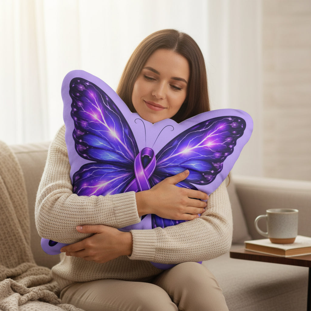 Epilepsy Butterfly Shaped Pillow | Purple Awareness Accent | EpilepticAL