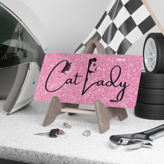 Sparkly Cat Lady Vanity Plate - License Plate for Cat Lovers Printify