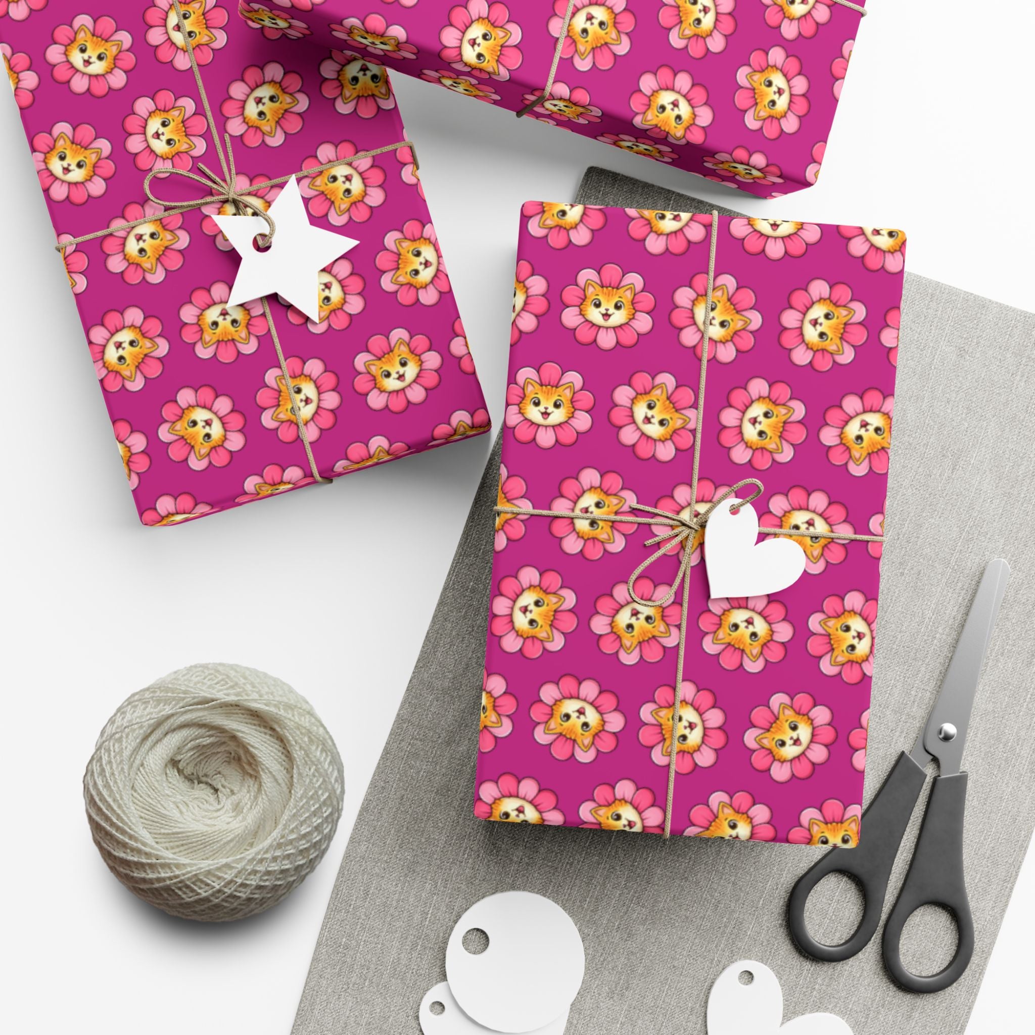 Pink Cat Blossom Gift Wrap | Cute Cat Lover Wrapping Paper