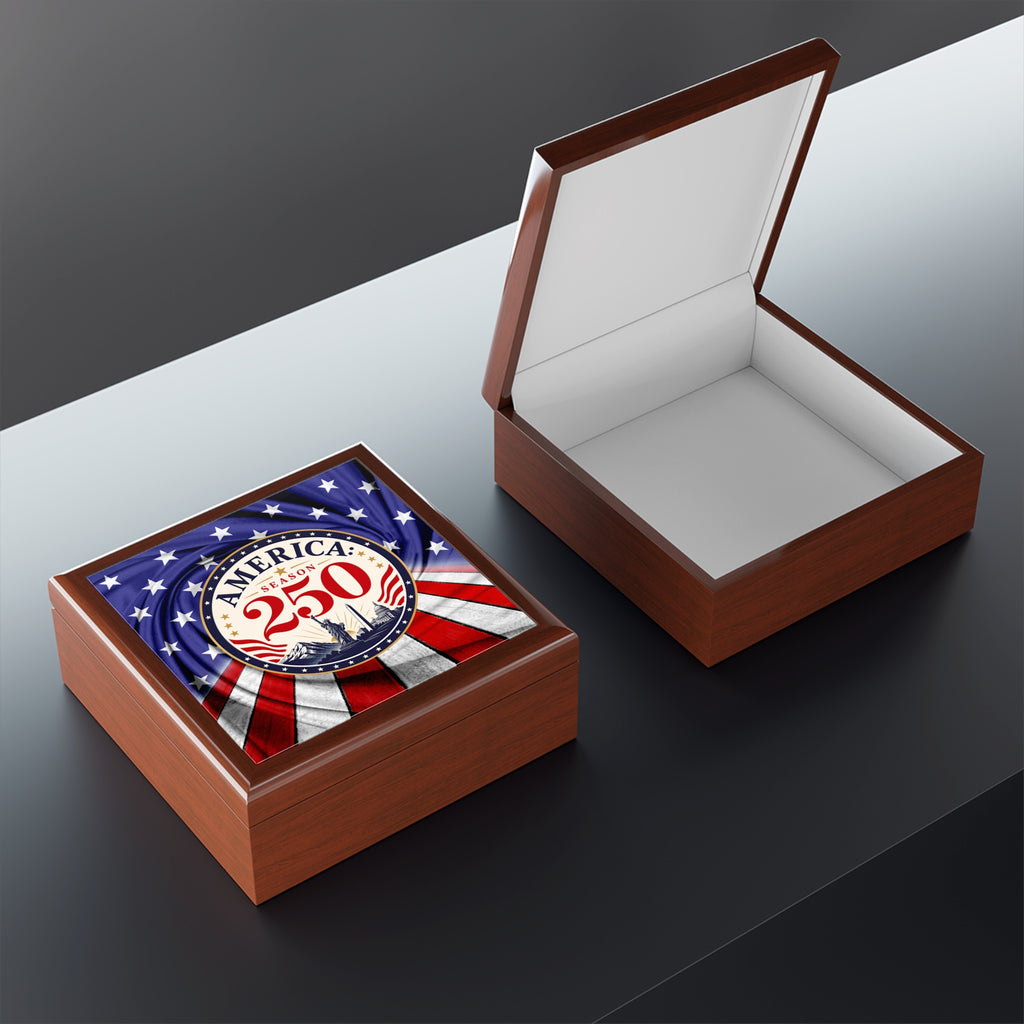 America 250 Patriotic Jewelry Box | Vintage Americana Keepsake Box