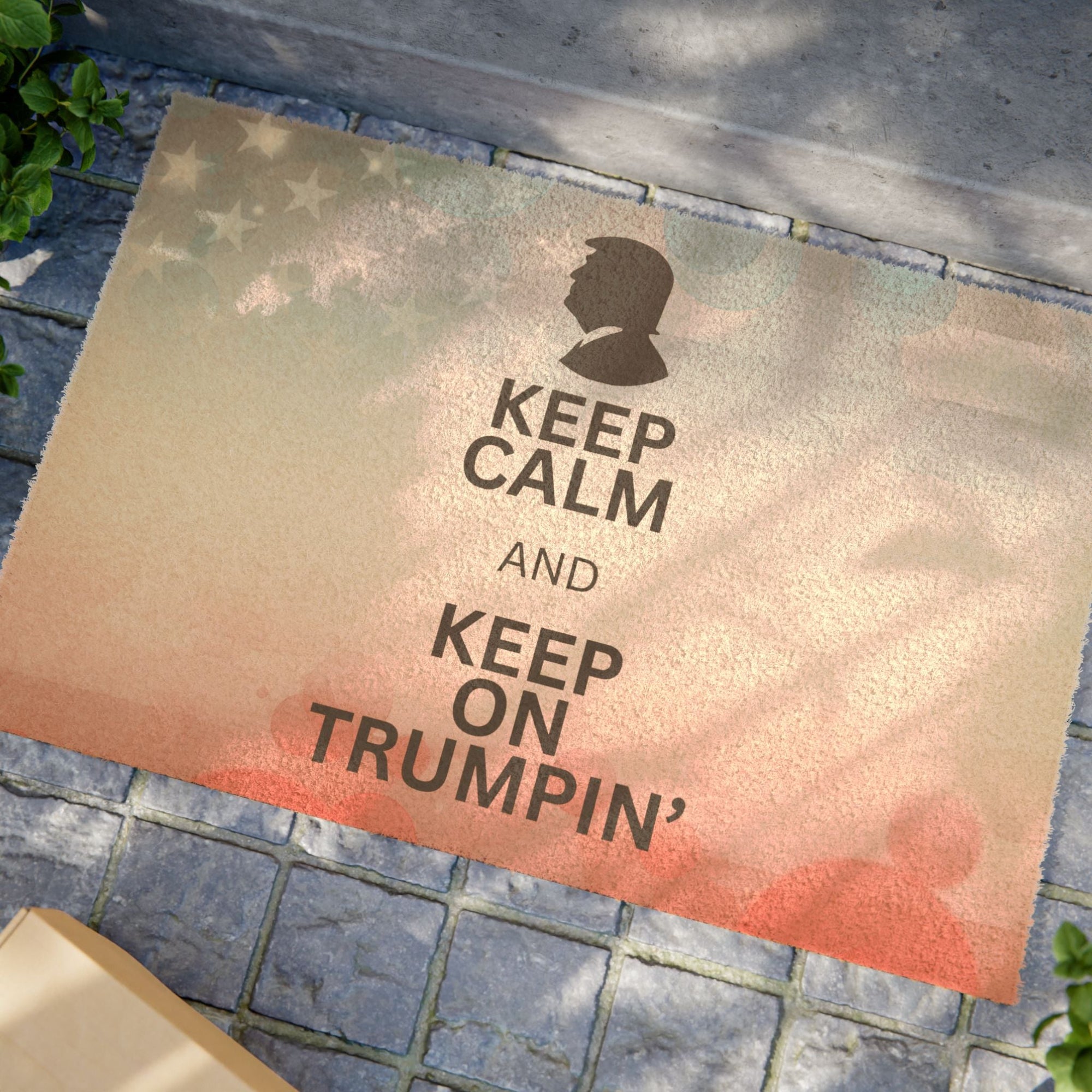 Keep Calm and Keep on Trumpin' Doormat - Patriotic Welcome Mat for Political Enthusiasts Printify