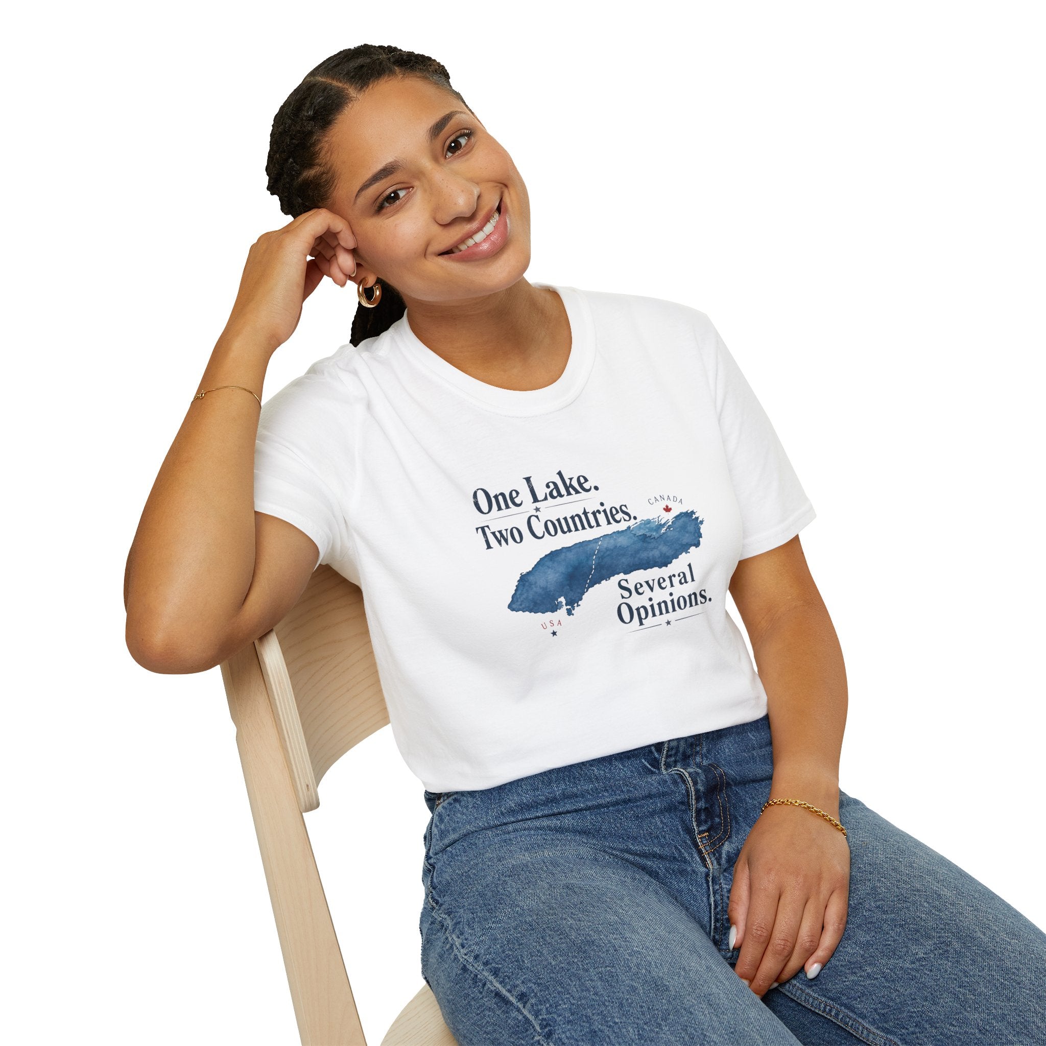One Lake. Two Countries. Several Opinions. Lake Ontario Humor T-Shirt