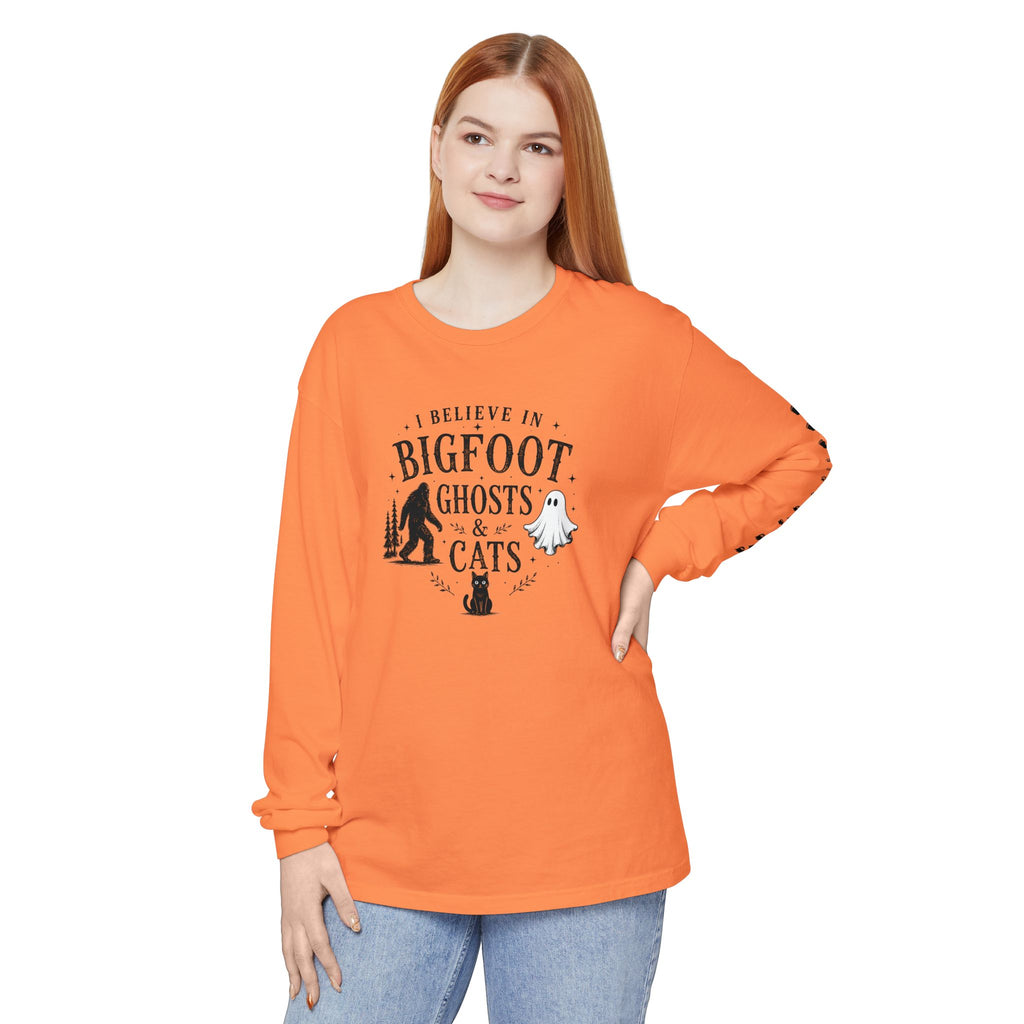 I Believe in Bigfoot, Ghosts & Cats Long Sleeve Shirt