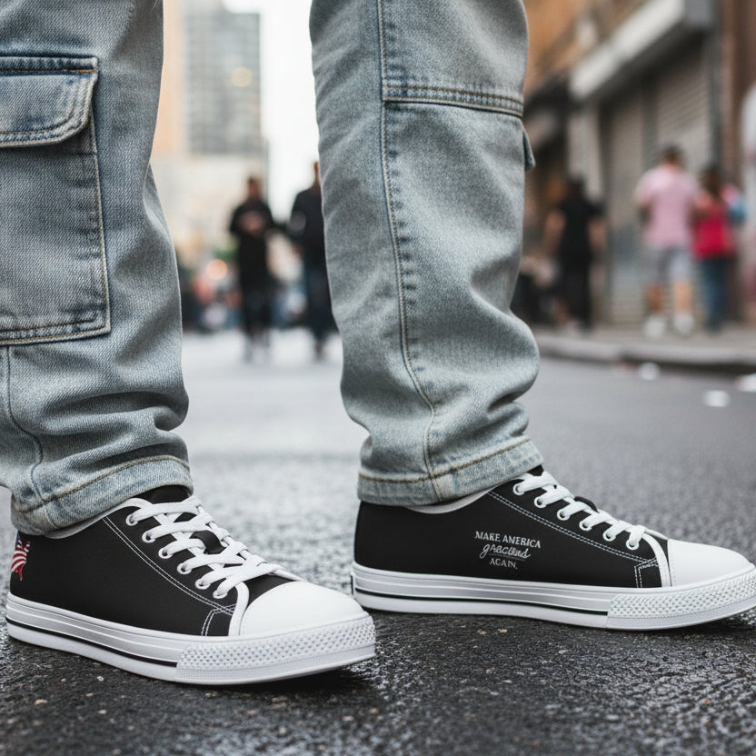 Make America Gracious Again Women's Low-Top Sneakers (Parody Canvas Shoes)