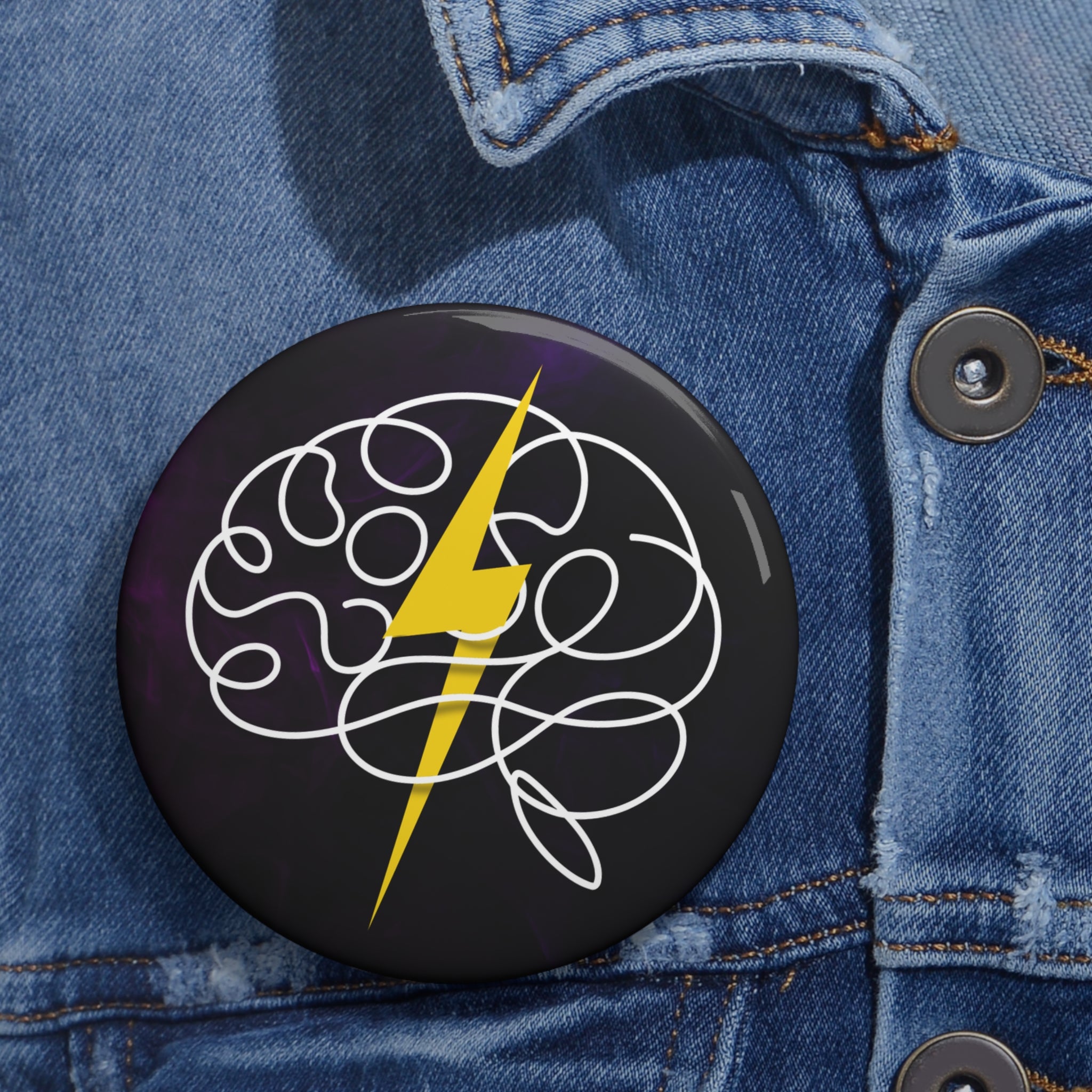 Electric Mind Epilepsy Awareness Pin Button
