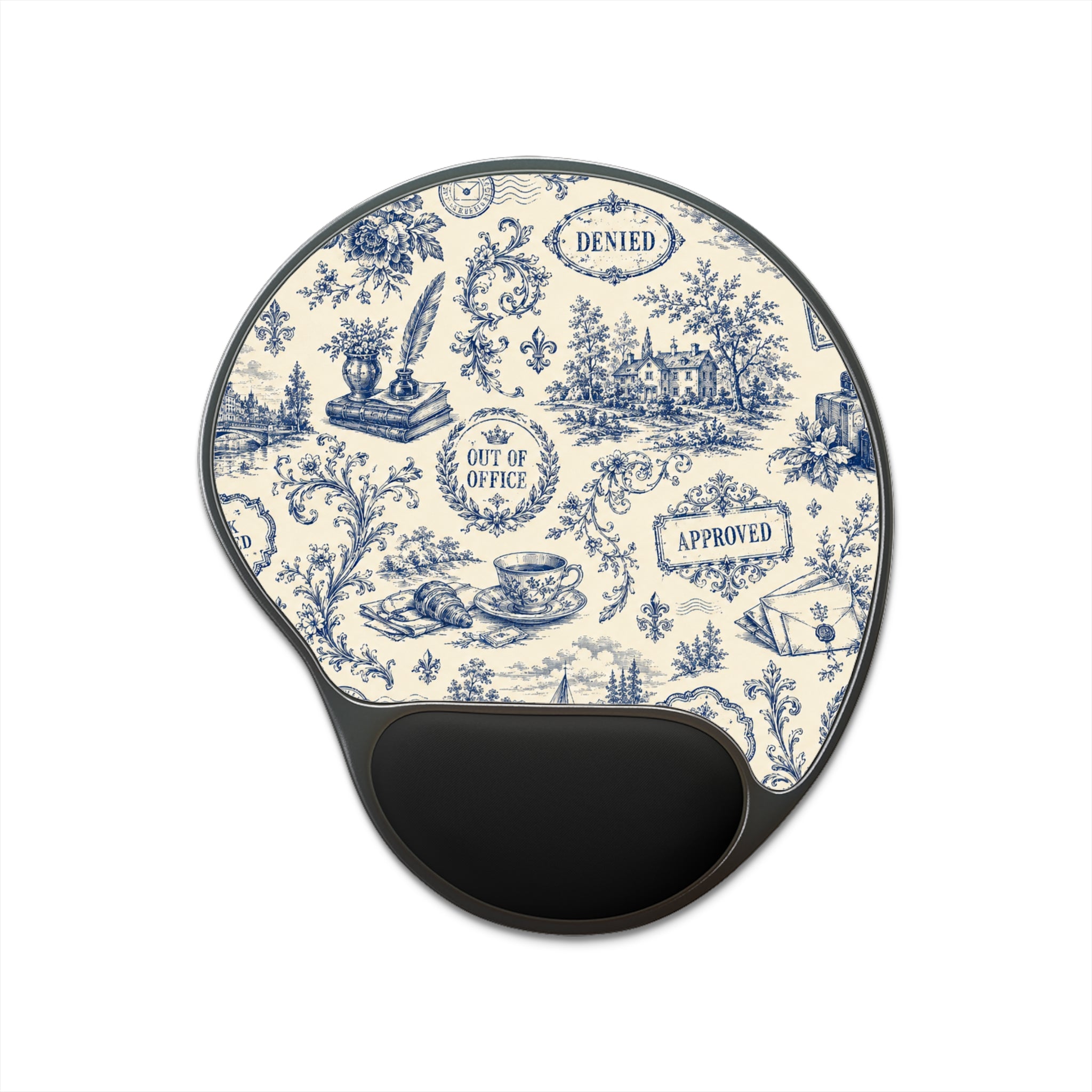 Out of Office Toile Ergonomic Mouse Pad