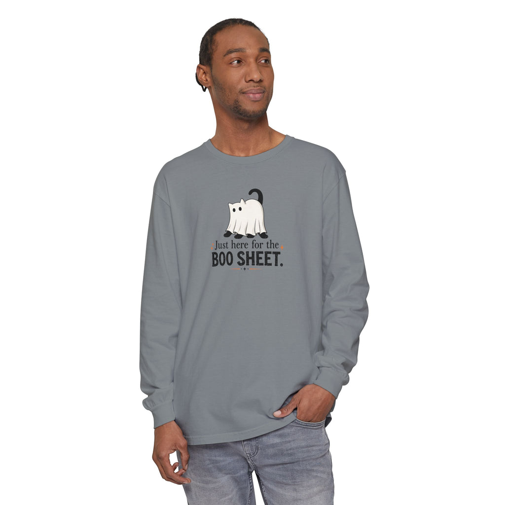 Just Here for the Boo Sheet Halloween Cat Long Sleeve Shirt