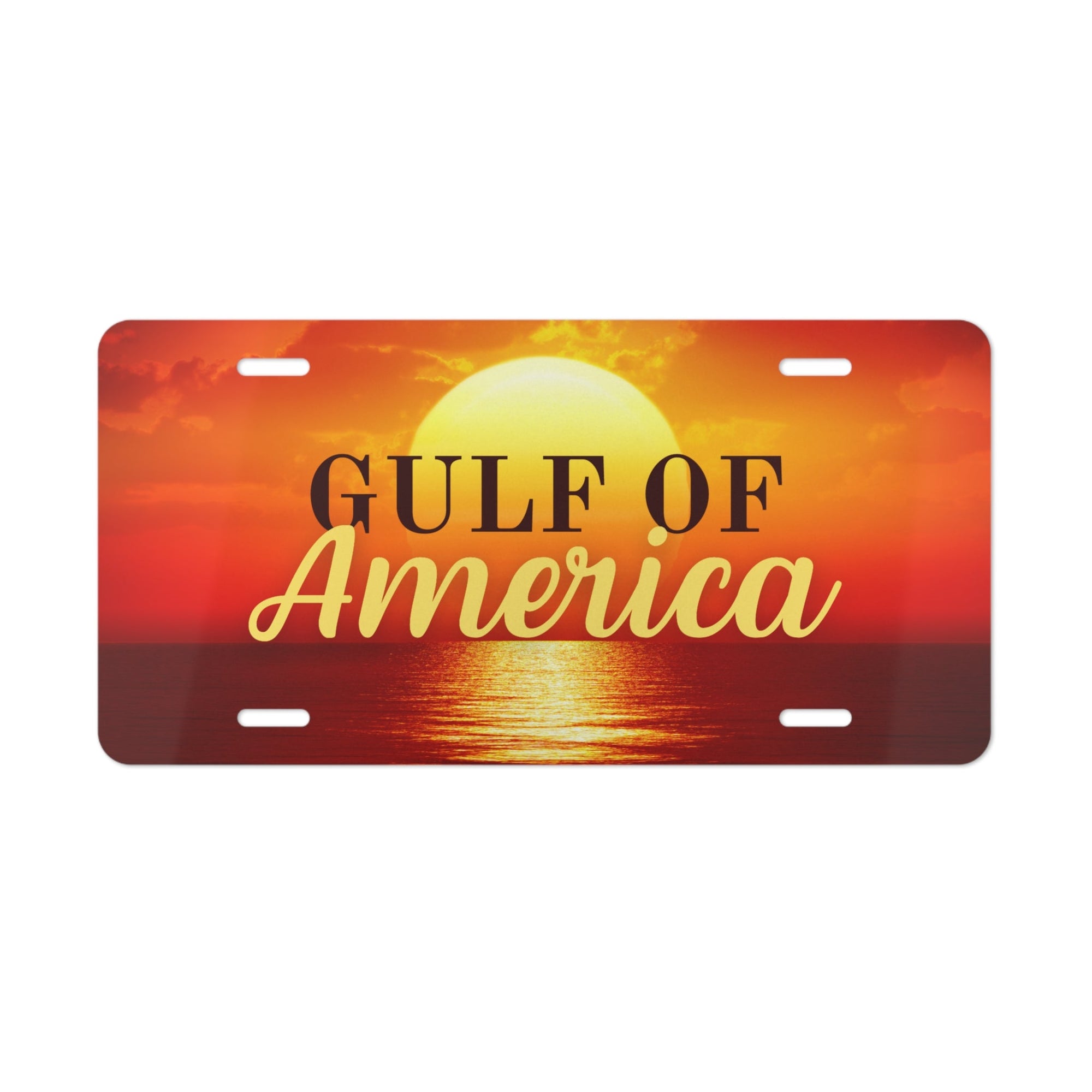 Gulf of America Sunset License Plate Printify