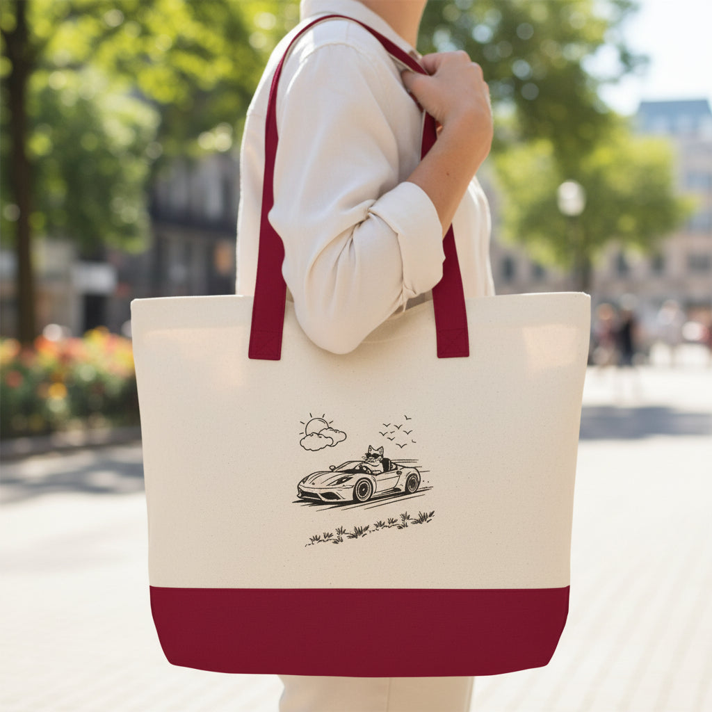 Wander Road Canvas Tote Bag – Heavyweight Zippered Cotton Market Tote