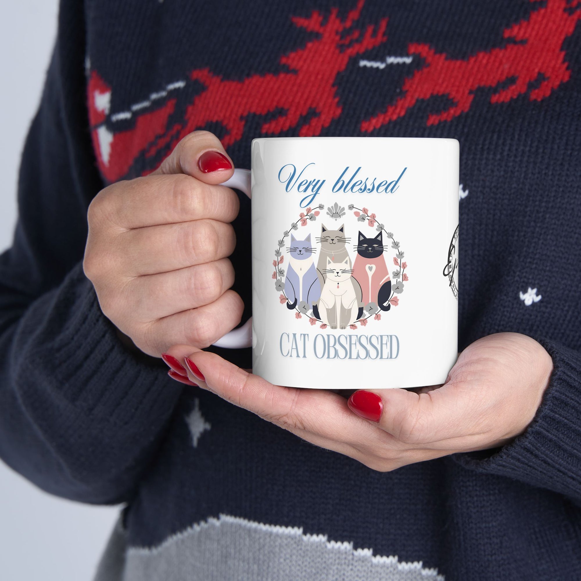 Very Blessed Cat Obsessed Ceramic Mug, (11oz, 15oz)