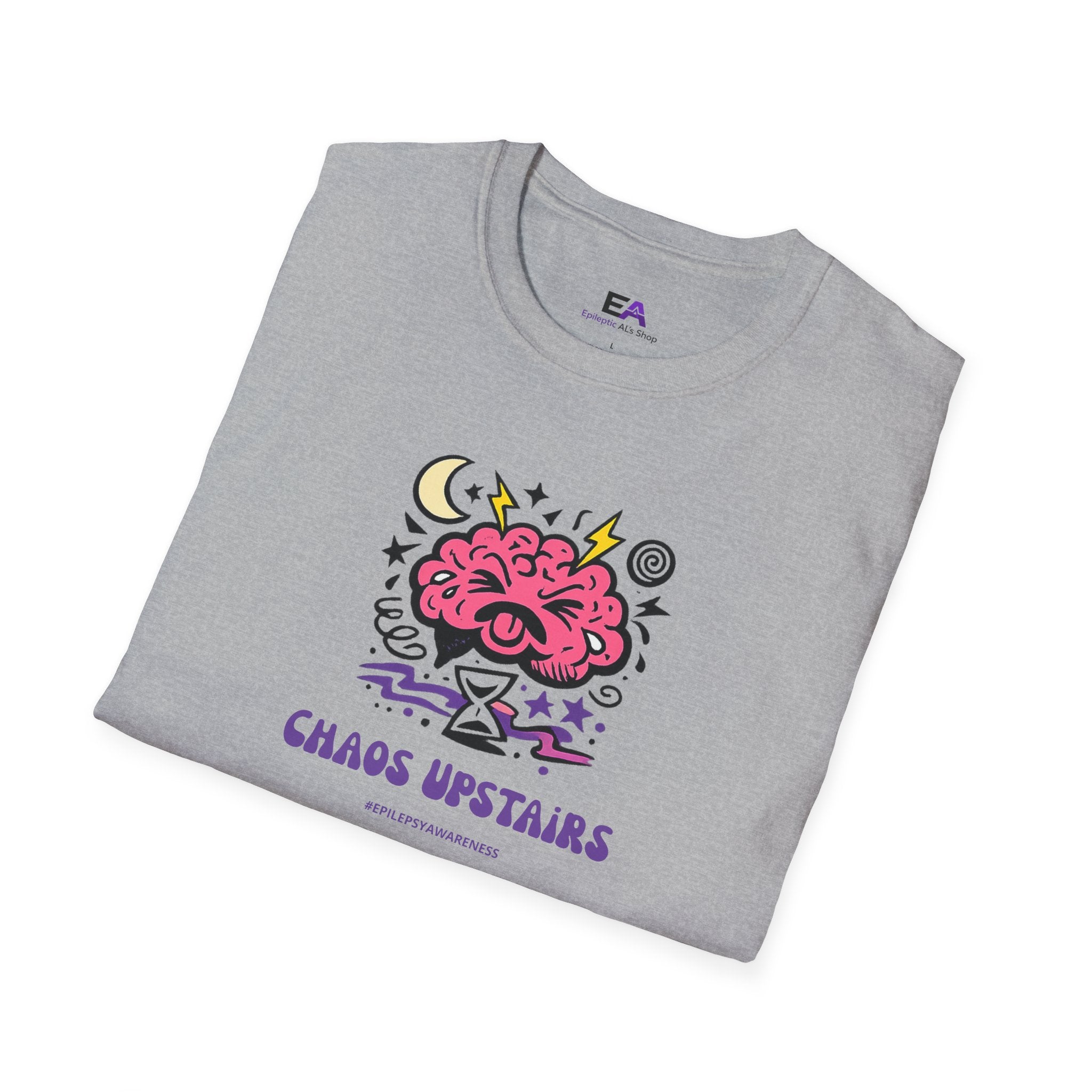 Chaos Upstairs Epilepsy Awareness T-Shirt | Funny Neurostrong Brain Graphic Tee