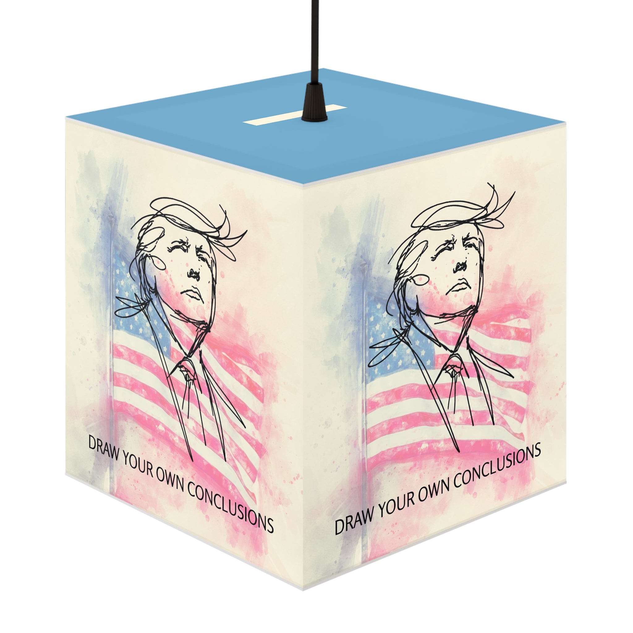 Draw Your Own Conclusions Patriotic Cube Lamp – Watercolor Flag Accent Light