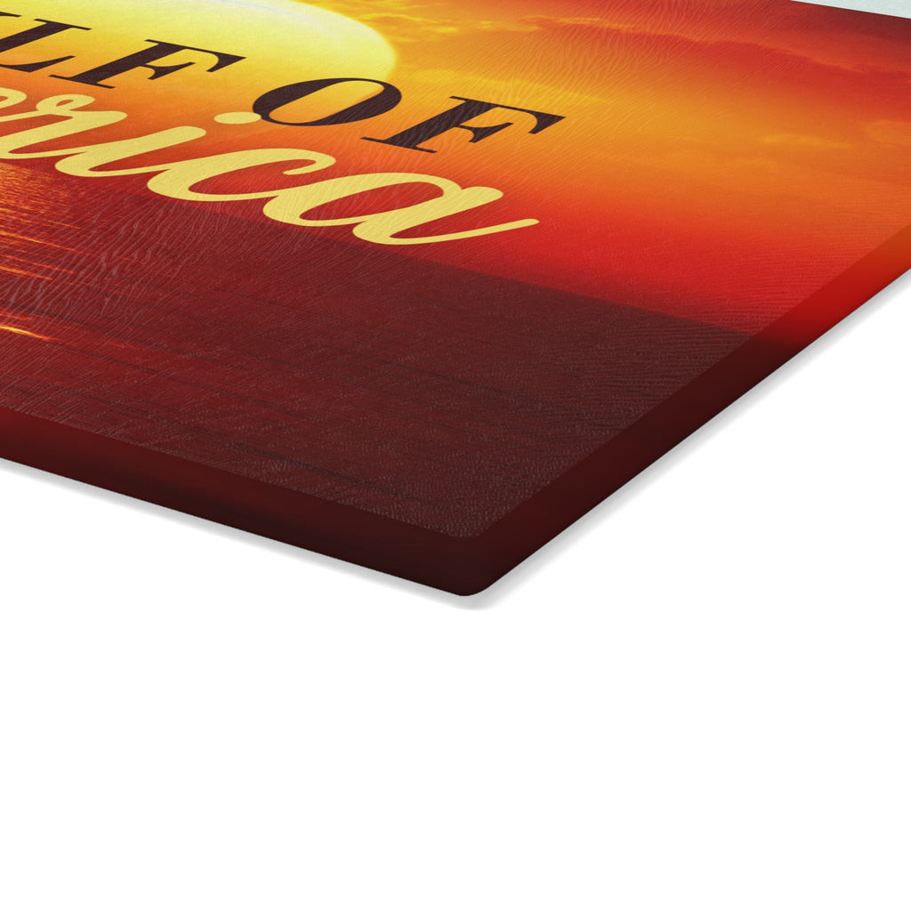 Gulf of America Sunset Glass Cutting Board Printify