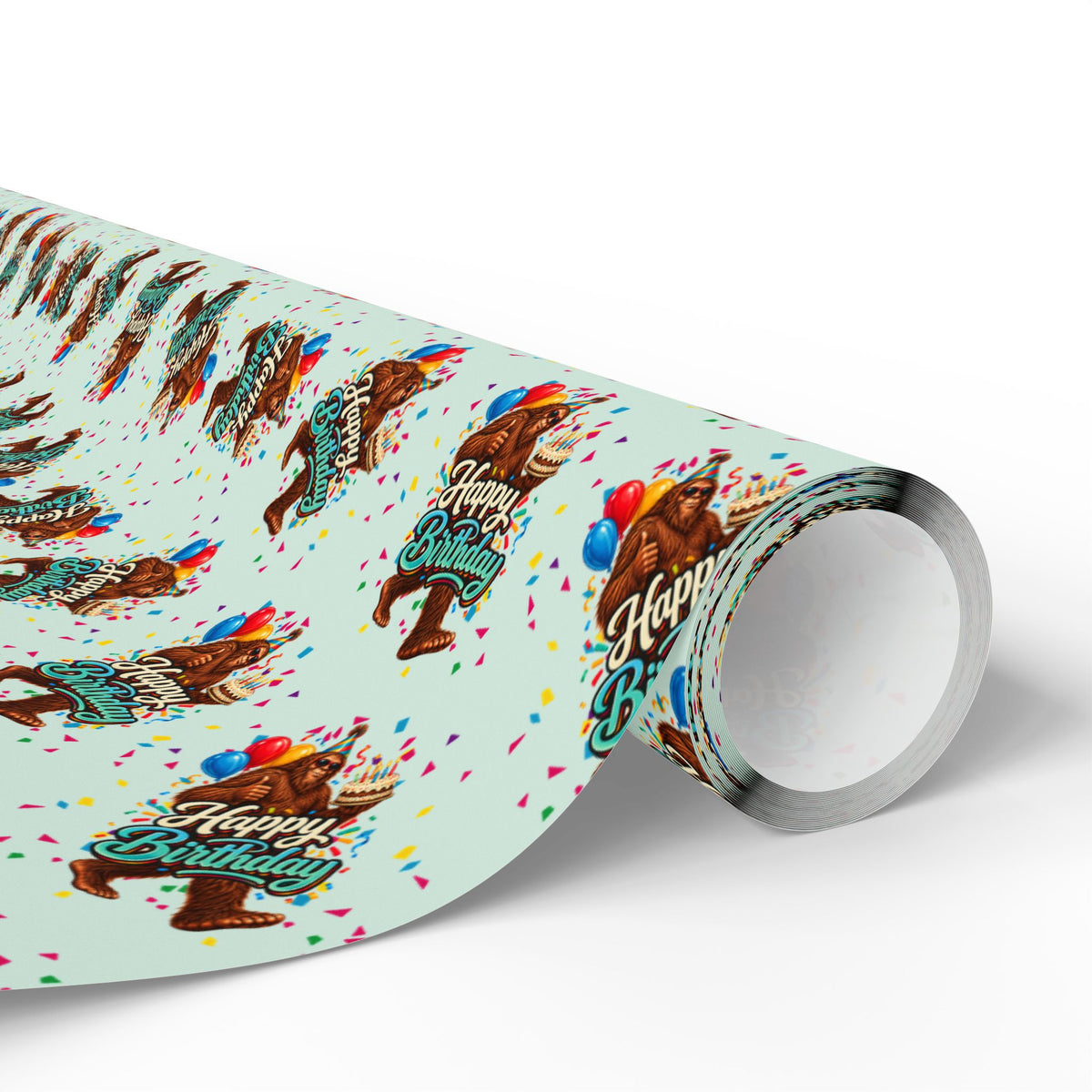 Happy Birthday Bigfoot Wrapping Paper | Sasquatch Birthday Gift Wrap