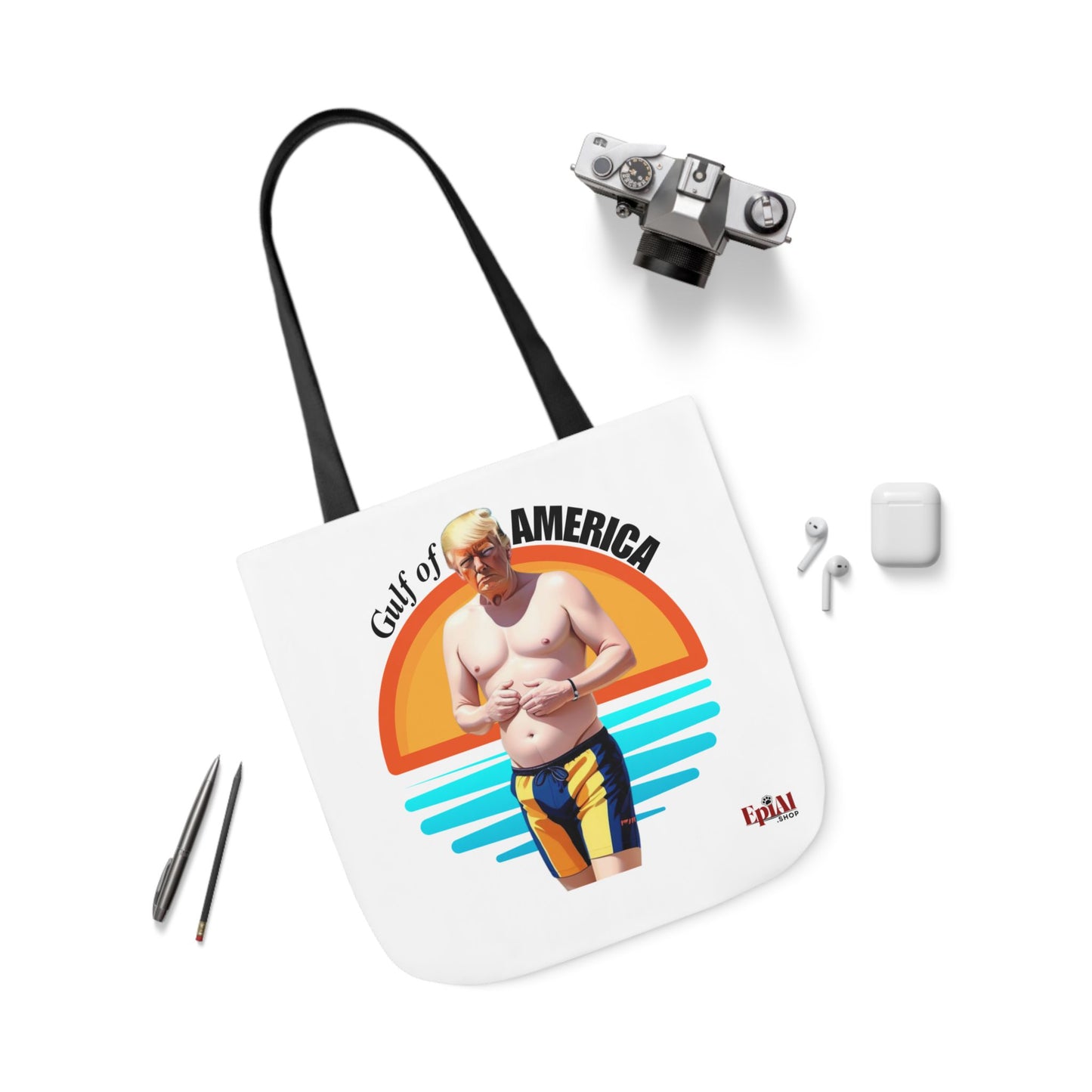 Gulf of America Canvas Tote Bag with 4-Color Straps - Fun Beach Accessory
