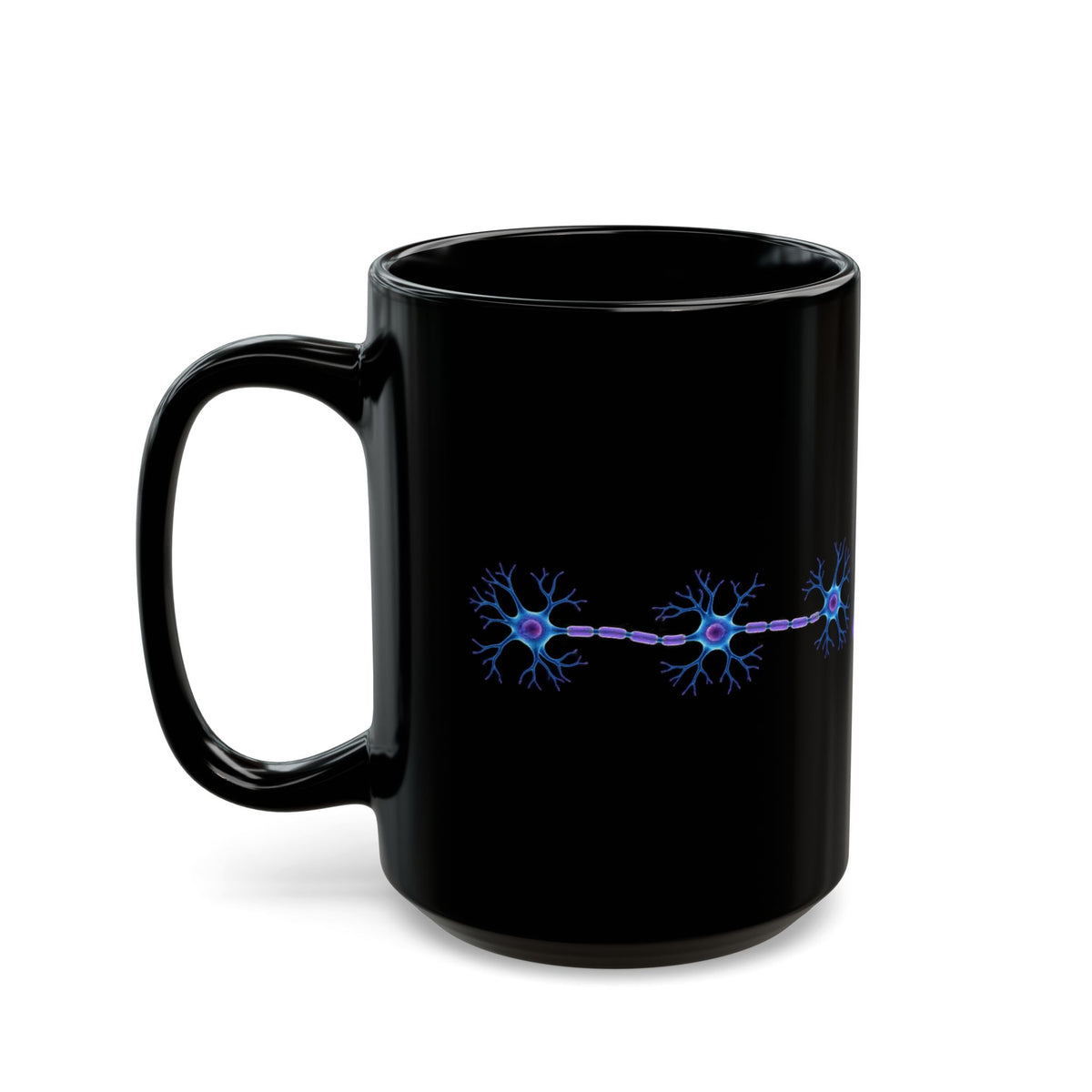 Epilepsy Awareness Neuron & Purple Ribbon Black Ceramic Mug | 11 oz & 15 oz