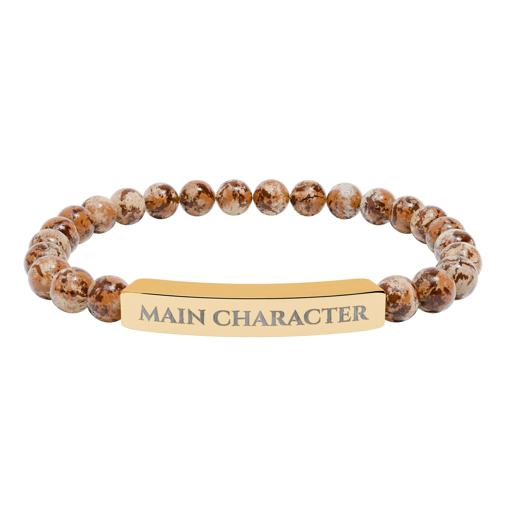 Main Character Natural Stone Engraved Bar Bracelet