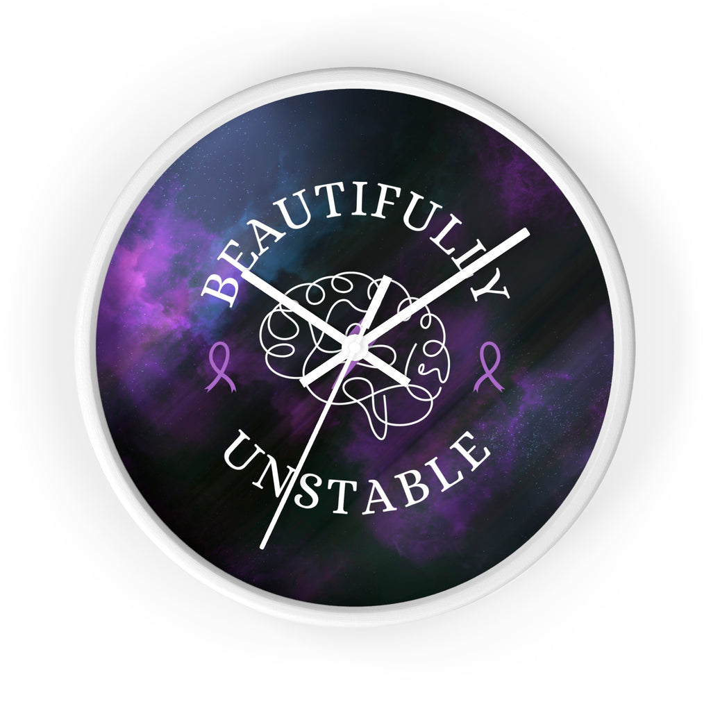 Beautifully Unstable Purple Ribbon Brain Silent Wall Clock – 10" Awareness Clock