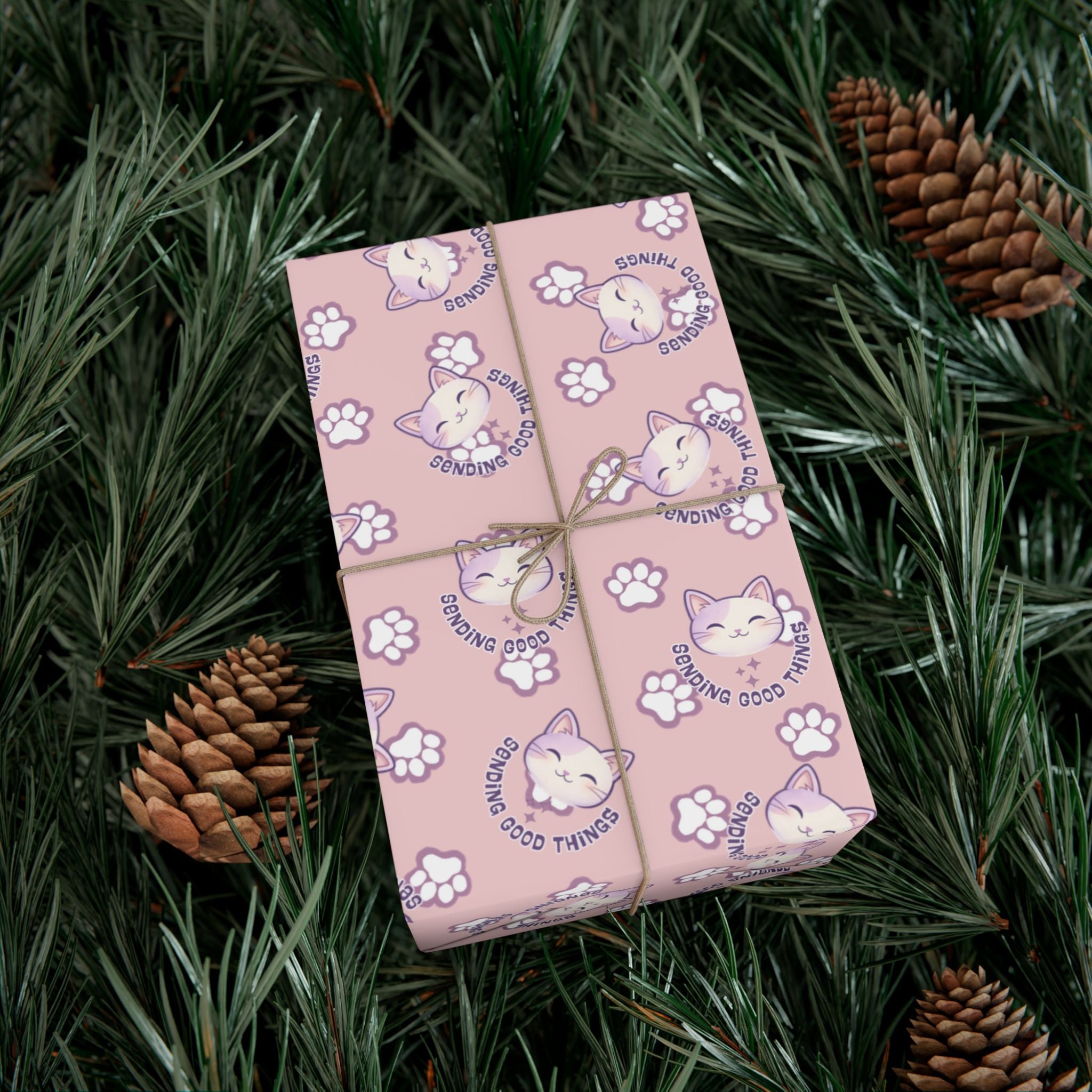 Smiling Cat Pattern Gift Wrap | All-Purpose Wrapping Paper