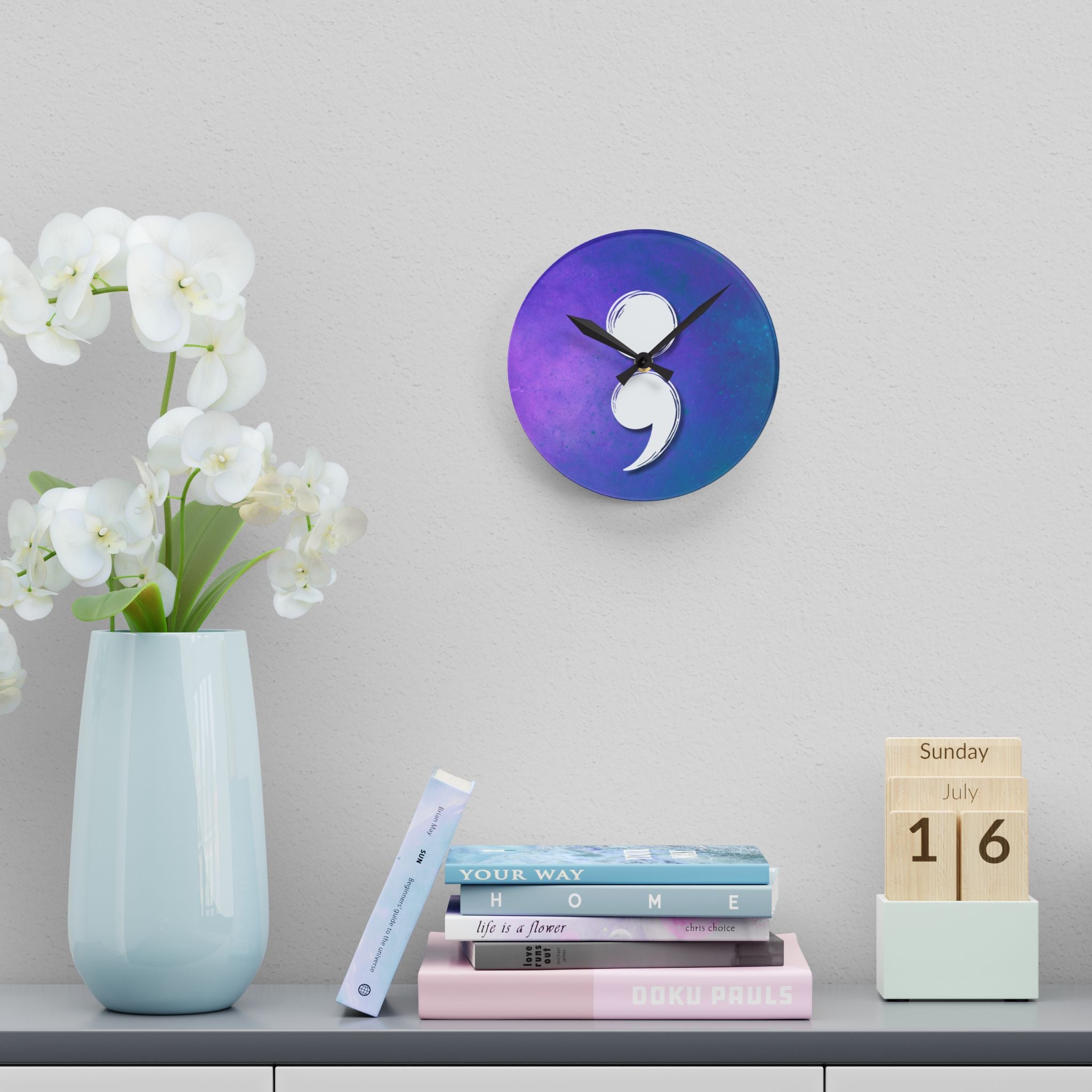 Semicolon Suicide Awareness Wall Clock | Resilience & Hope