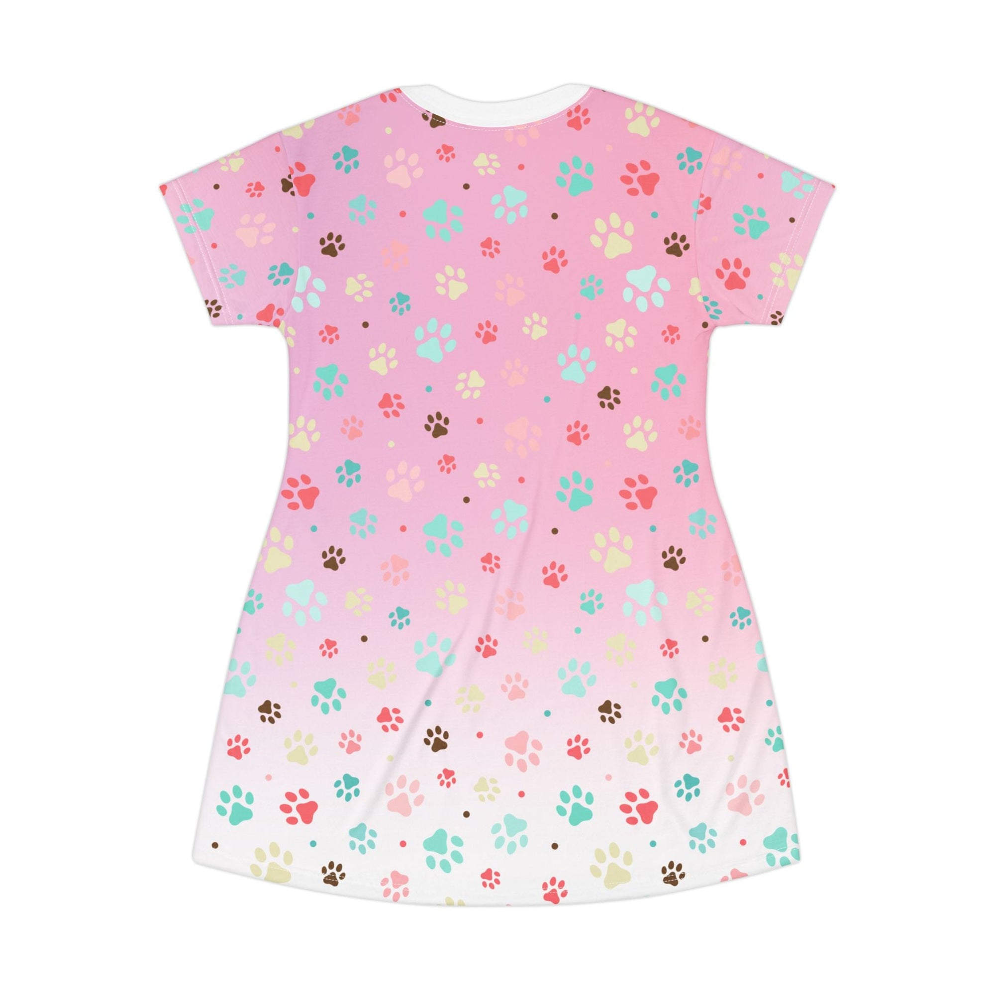 Cute Pink Paw Print T-Shirt Dress for Pet Lovers Printify