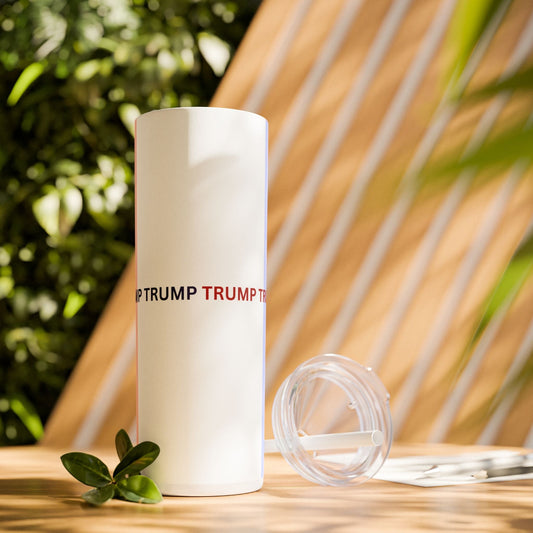 20oz Trump-Themed Skinny Tumbler with Straw - Perfect for Patriotism & Daily Hydration Printify