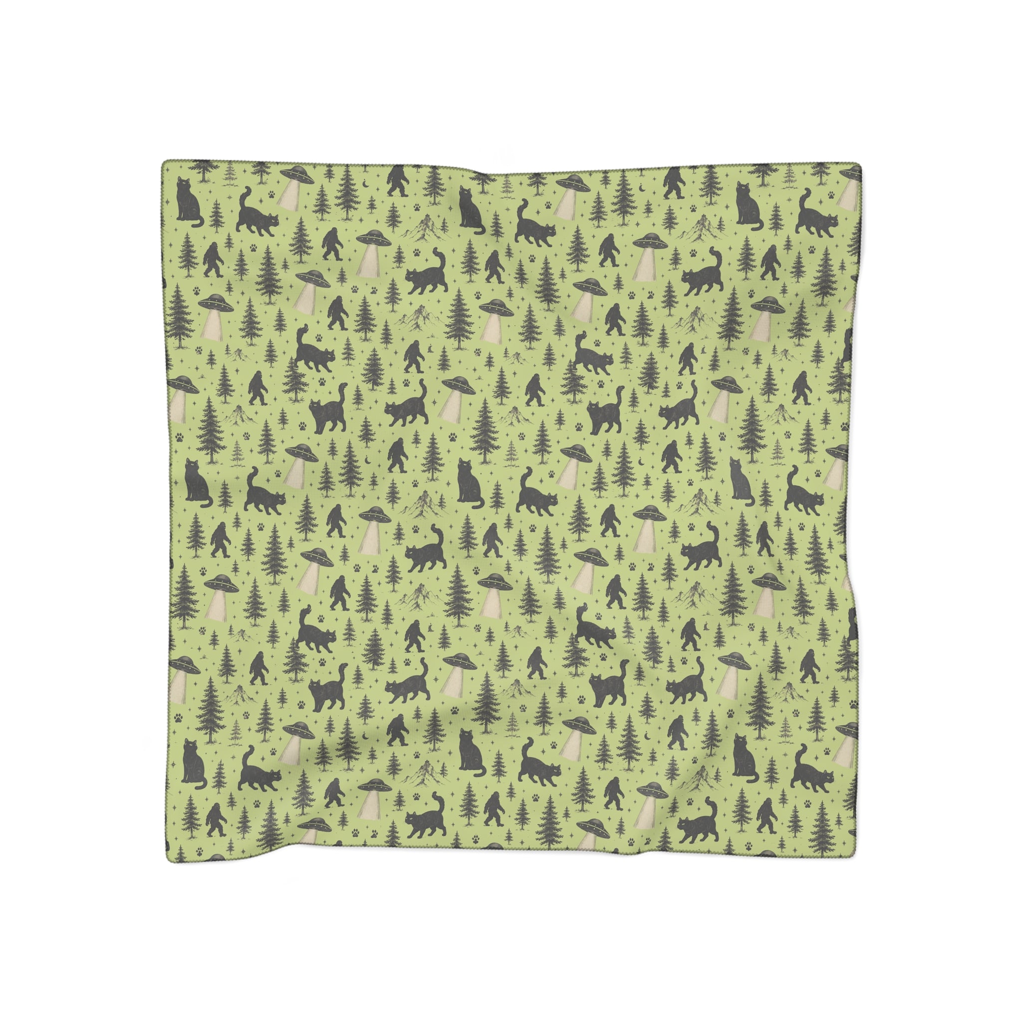 The Cat Saw It, Too Scarf | Bigfoot, UFO & Cat Cryptid Scarf