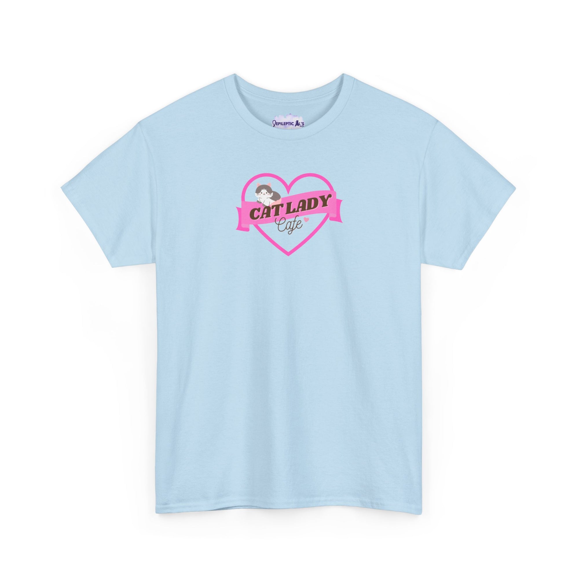 Cat Lady Cafe Unisex Heavy Cotton Tee - T - Shirt - Epileptic Al’s Shop