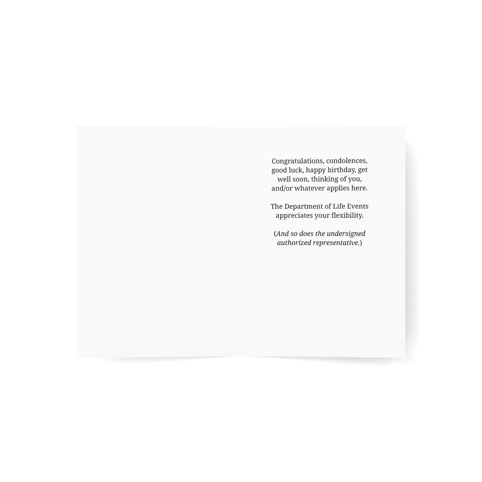 Department of Life Events Greeting Card – Funny All Occasion Card