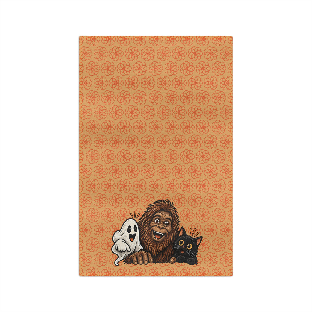Bigfoot, Boo & Black Cat Halloween Tea Towel