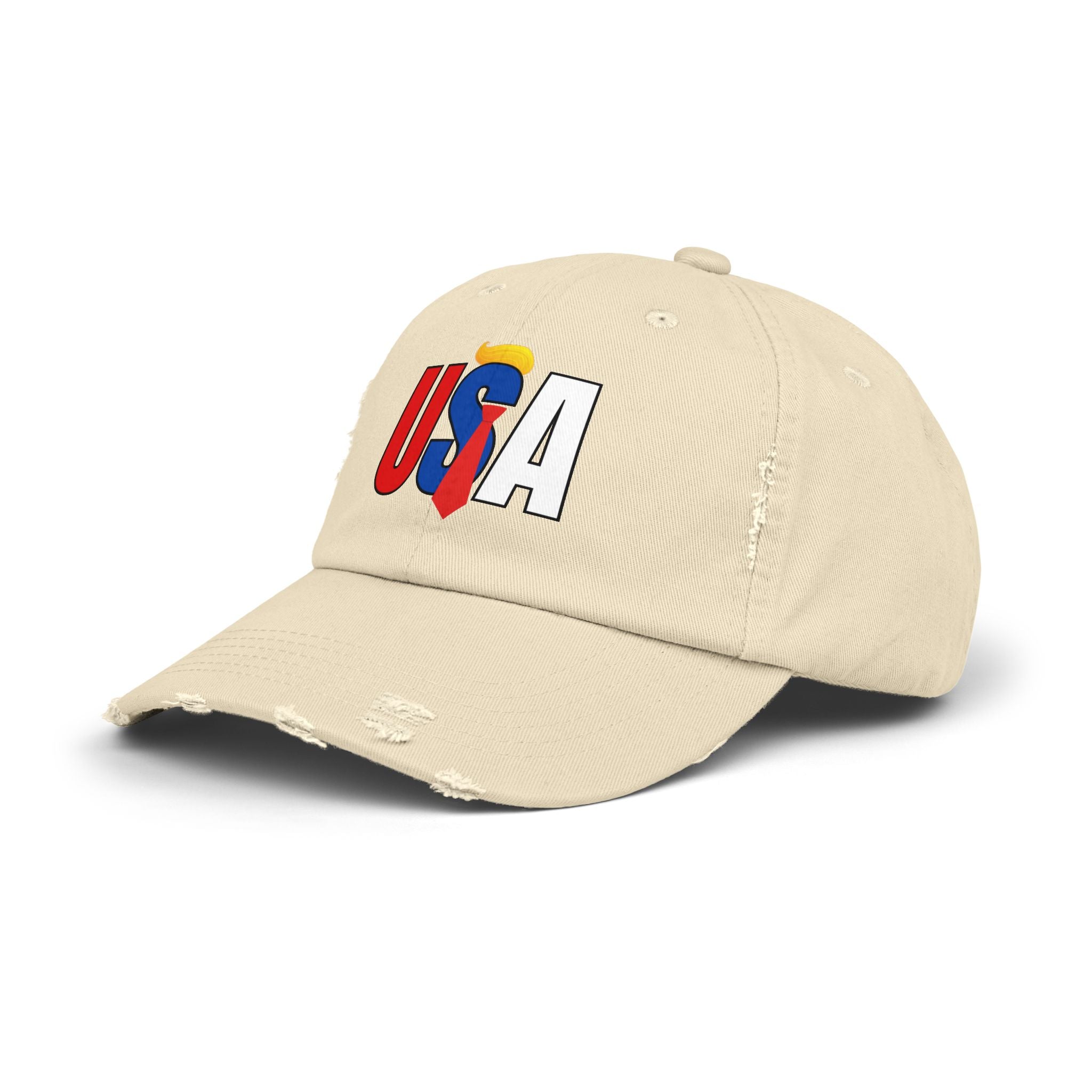 Unisex Trendy Distressed USA Cap
