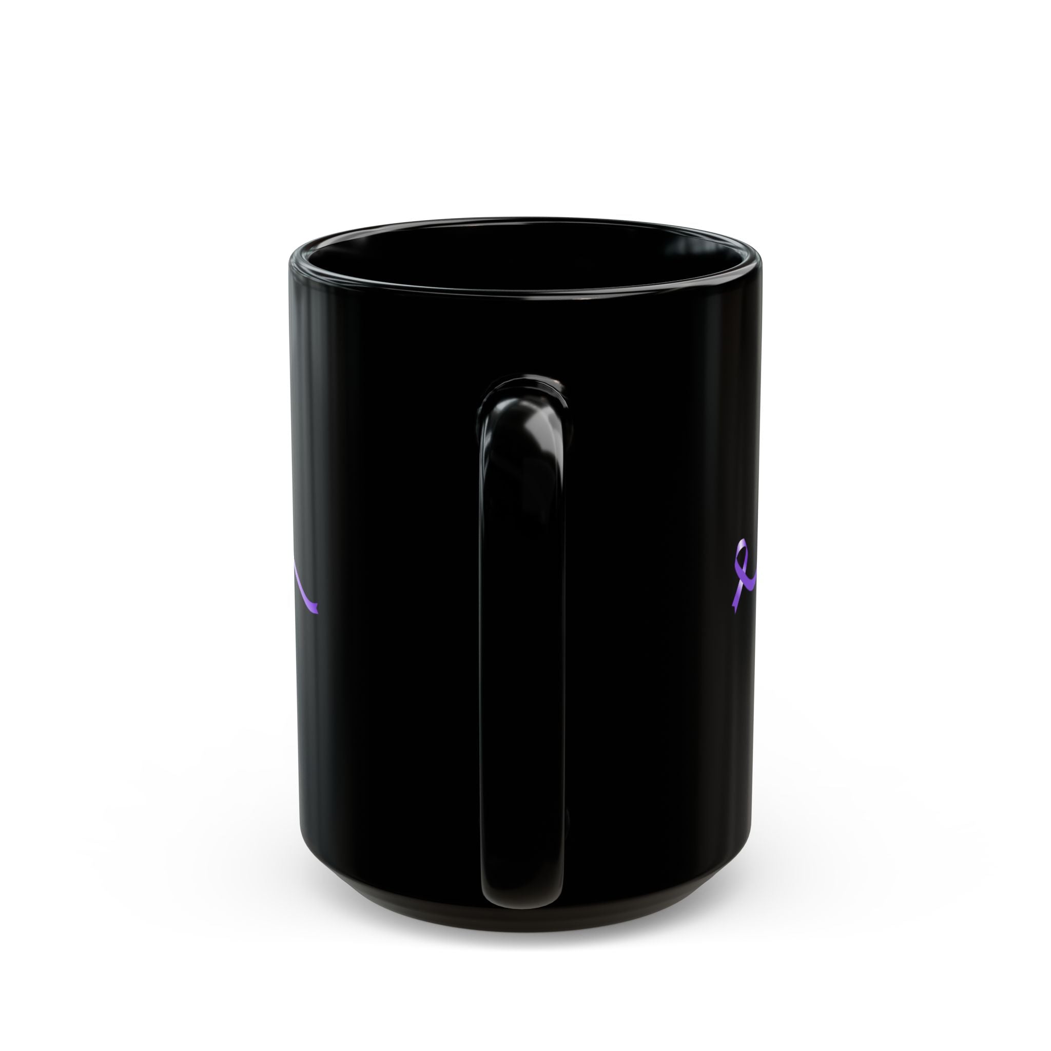 Pause for Epilepsy Awareness Purple Ribbon Black Ceramic Mug (11oz & 15oz)