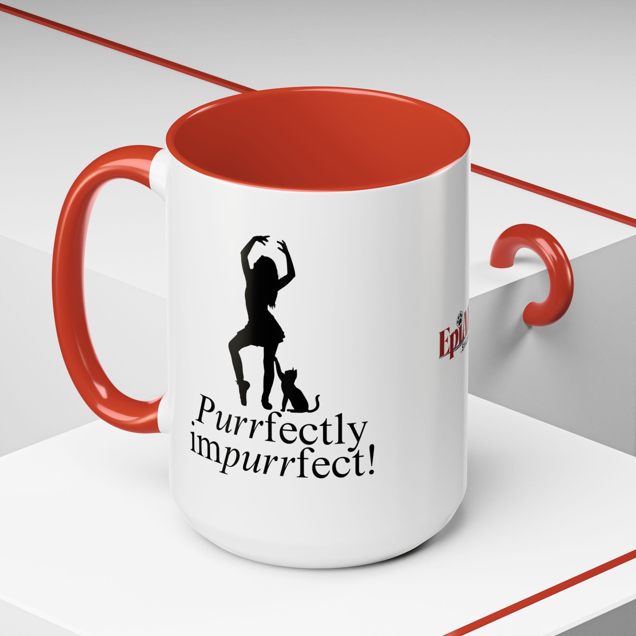 Photo depicting the ​Purrfectly Impurrfect Accent Coffee Mug (11, 15oz) from EpiAl's Shop.