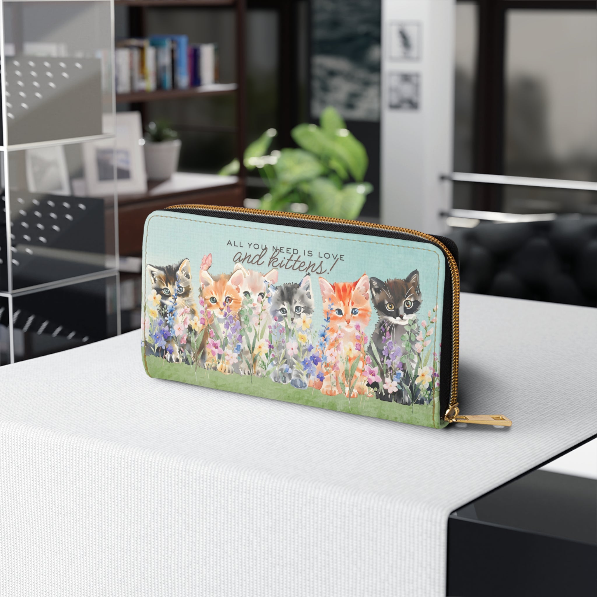All You Need Is Love and Kittens Floral Wallet