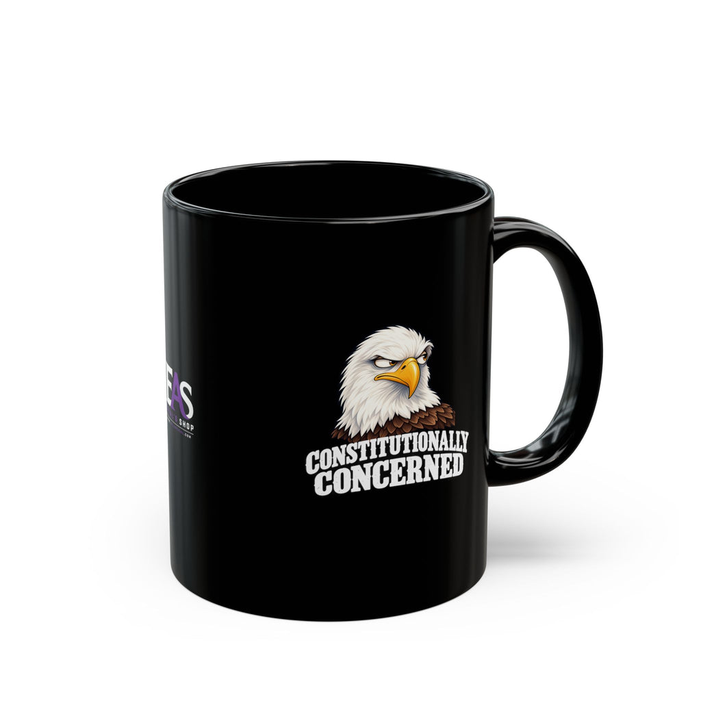 Constitutionally Concerned Black Ceramic Mug | Political Humor Coffee Cup | 11 oz & 15 oz