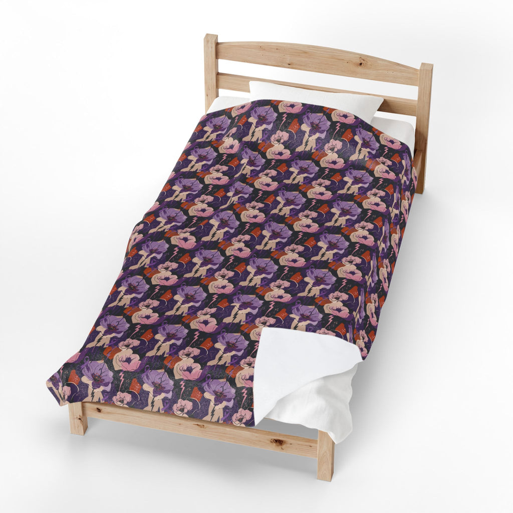 Epilepsy Awareness Floral Plush Blanket | Purple Ribbon Throw Blanket