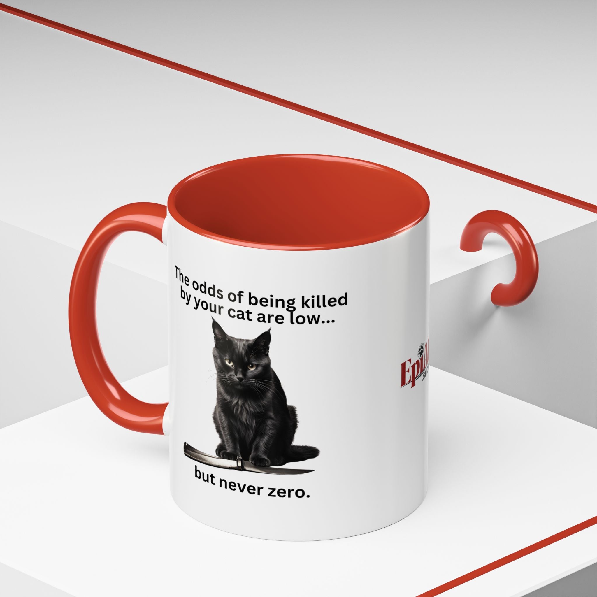 Photo depicting the ​Killer Cat Odds Accent Coffee Mug (11, 15oz) from EpiAl's Shop.