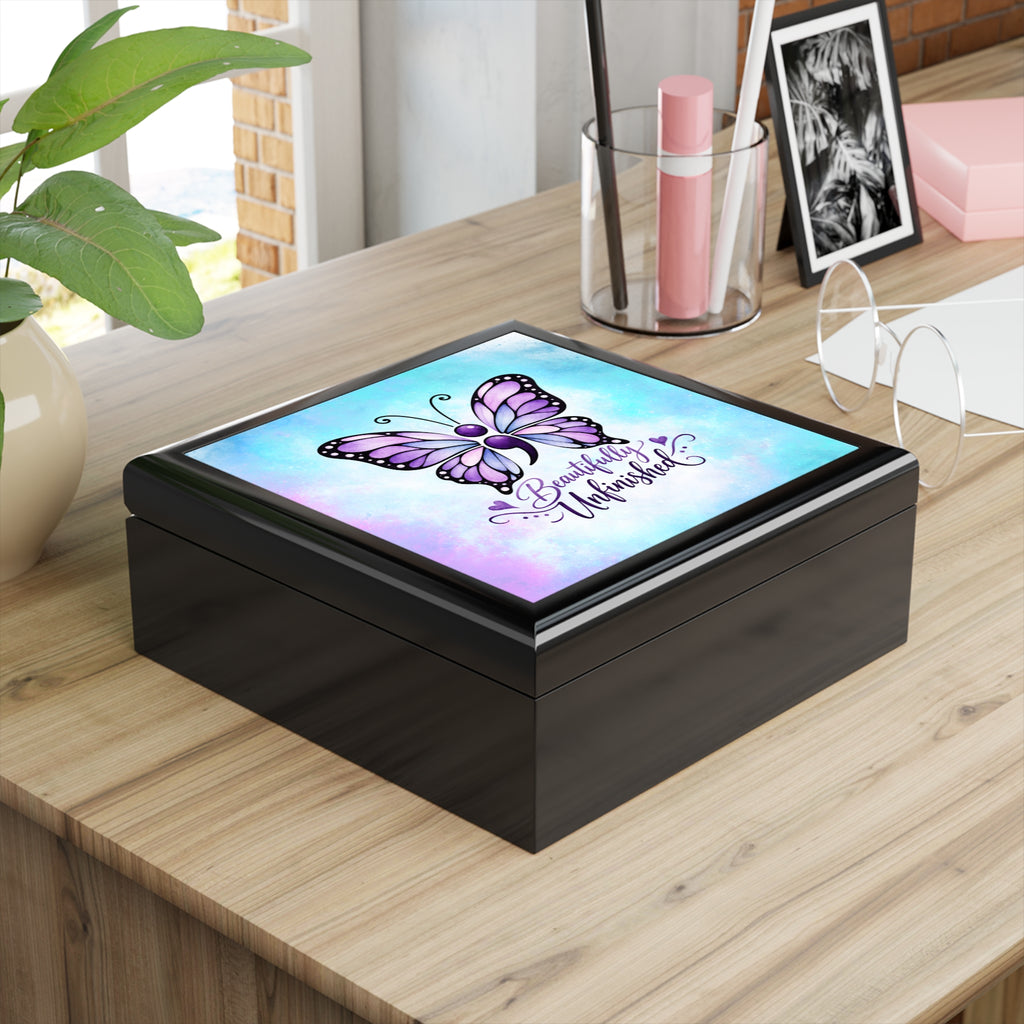 Beautifully Unfinished Butterfly Jewelry Box | Inspirational Keepsake Box