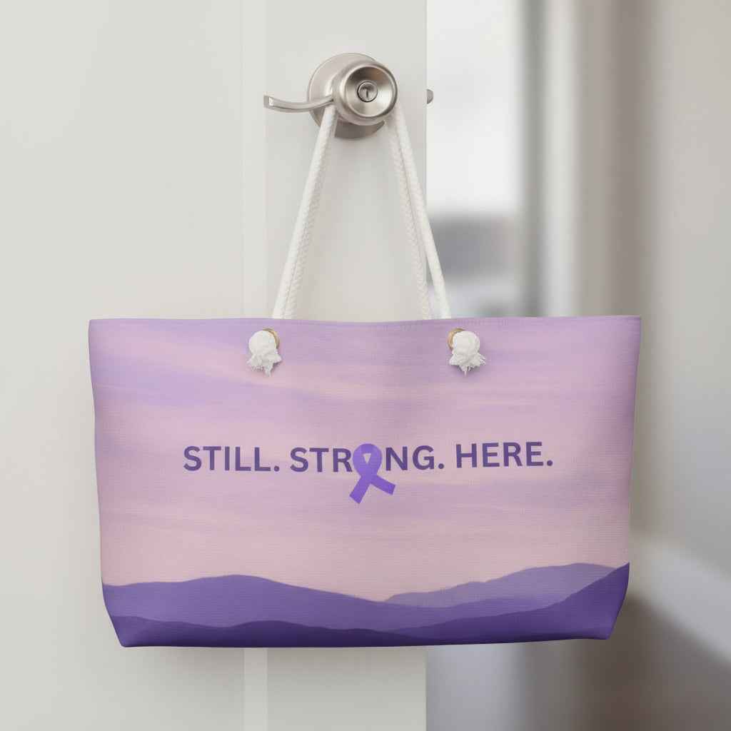Strength in Stillness – Purple Ribbon Weekender Tote