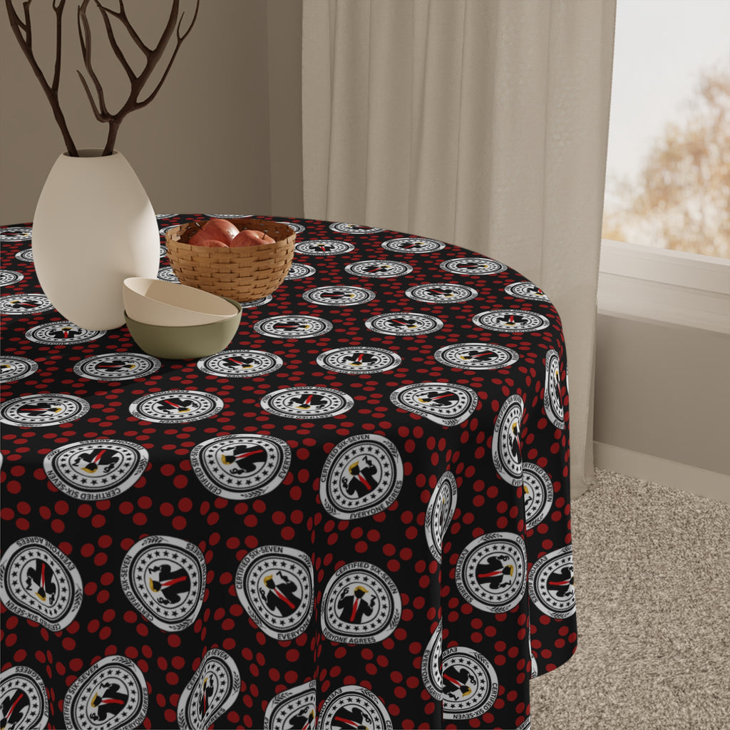 Certified Six Seven Tablecloth – Political Parody Medallion Table Cover