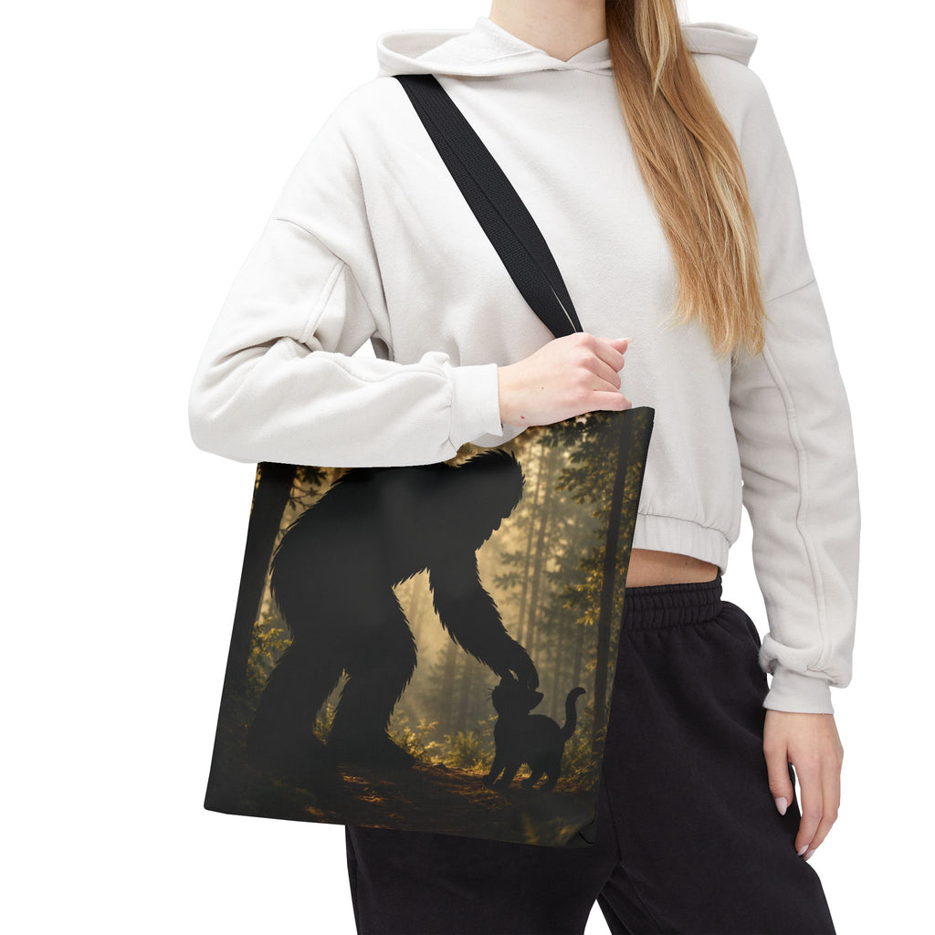 The Cat Saw It, Too Bigfoot & Cat Tote Bag