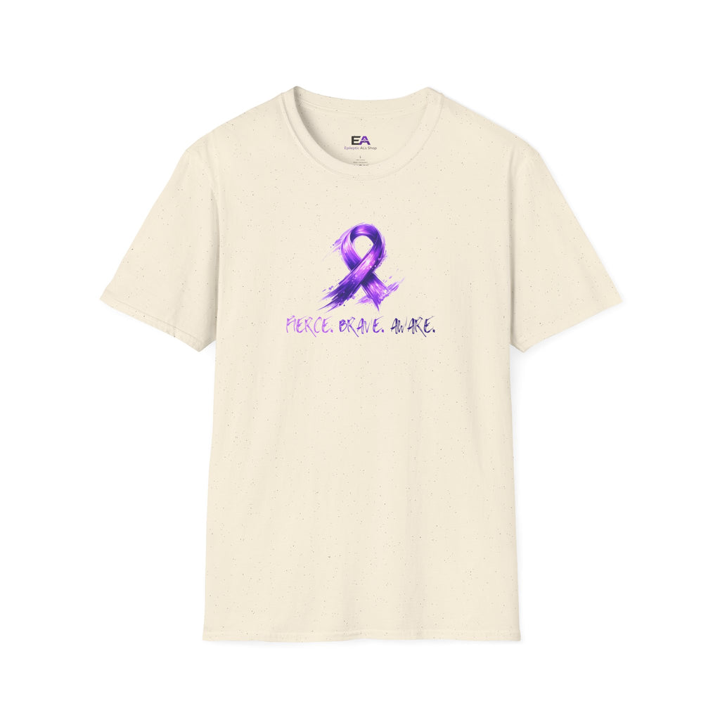 Fierce. Brave. Aware. Purple Ribbon Epilepsy Awareness T-Shirt