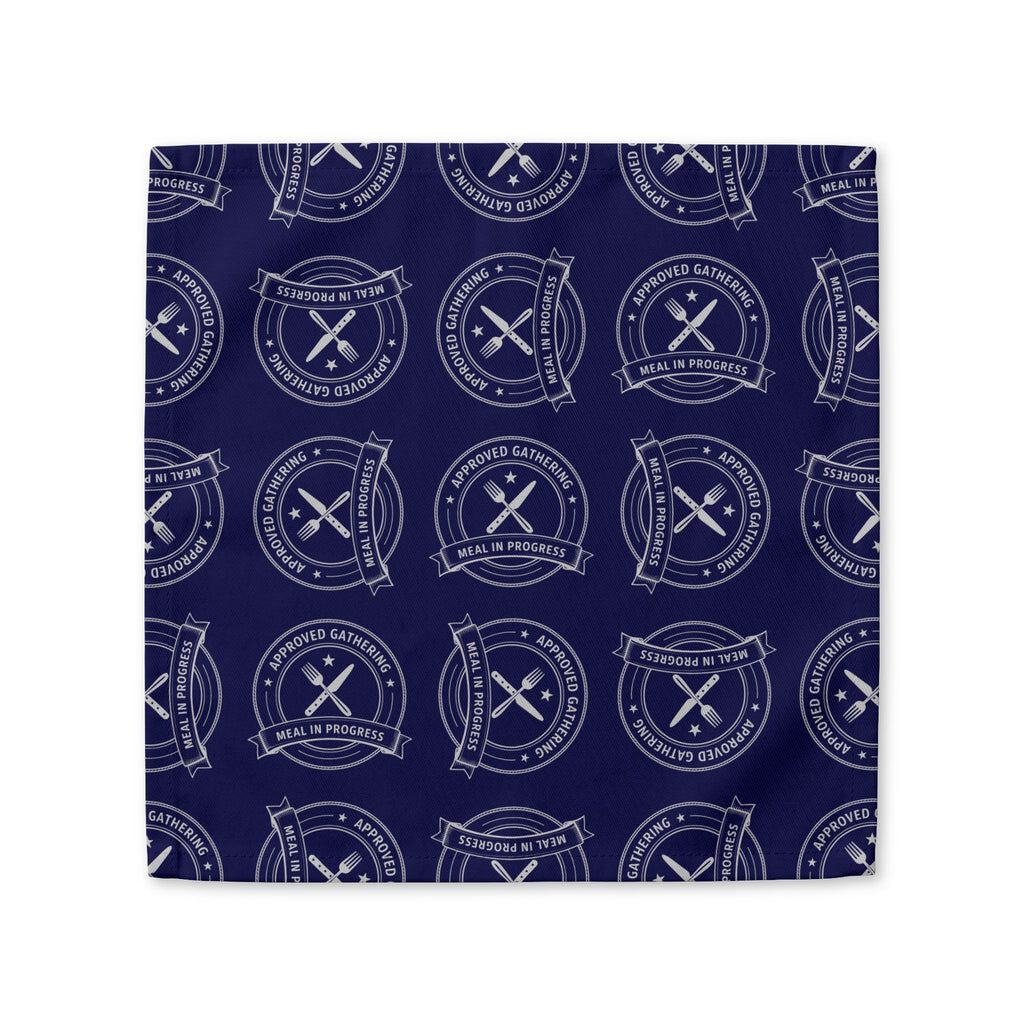 Vintage Bistro Crest Cotton Twill Napkin | Navy Dining Table Accent