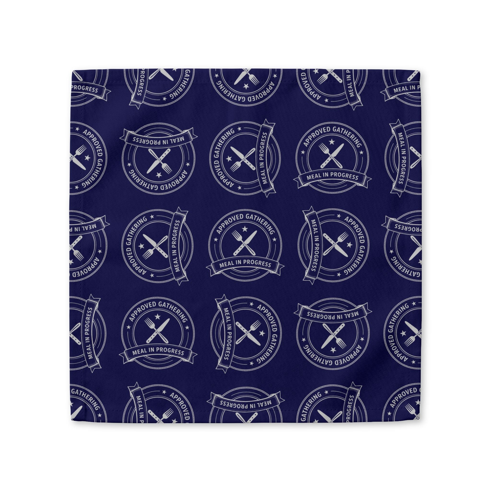 Vintage Bistro Crest Cotton Twill Napkin | Navy Dining Table Accent