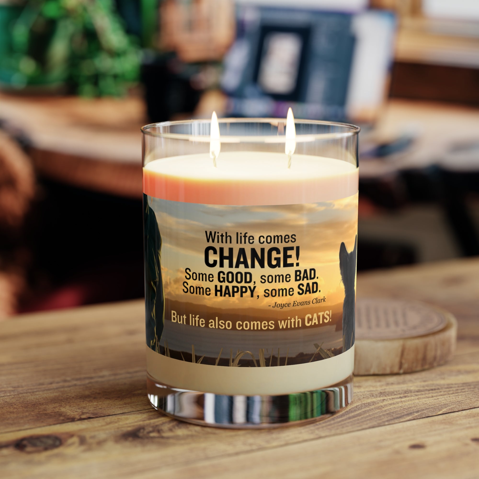 Life Comes with Cats Scented Candle - Full Glass, 11oz